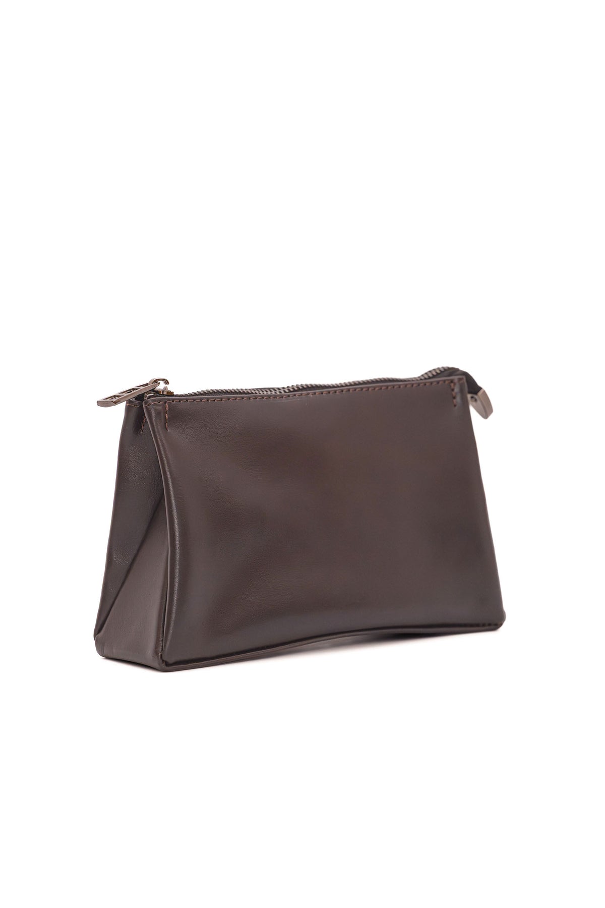 Mahogany Brown Smooth Leather Toiletry Bag - Classic Rectangular Travel Pouch