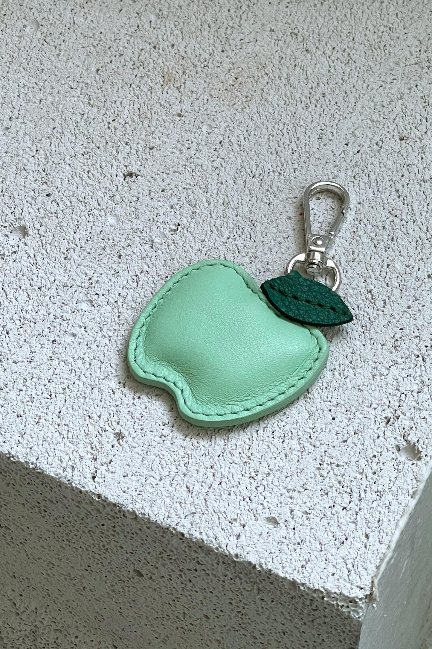 Green Apple Leather Charm - Set of Two