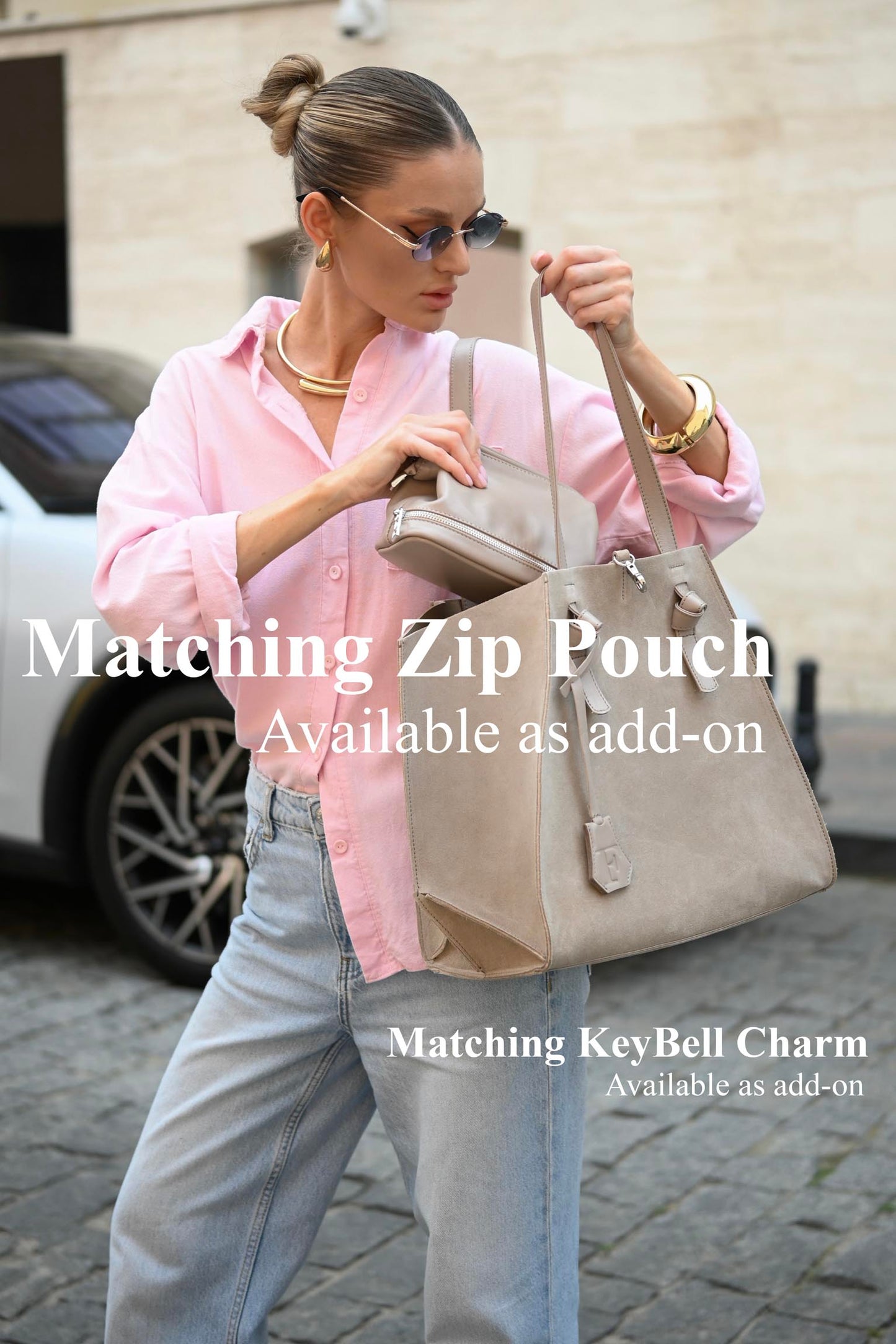 Mushroom Suede Large Tote Bag