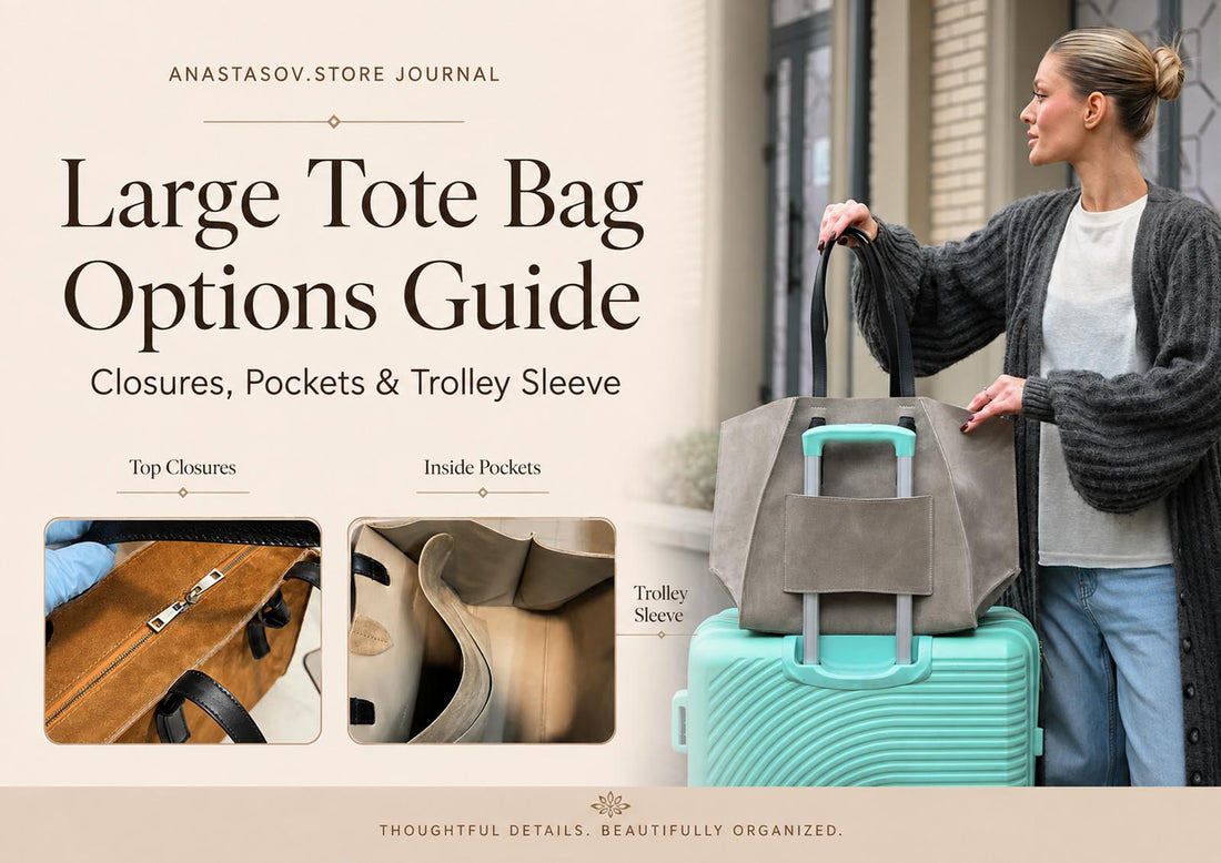 Large Tote Bag Options Guide: Closures, Pockets & Trolley Sleeve