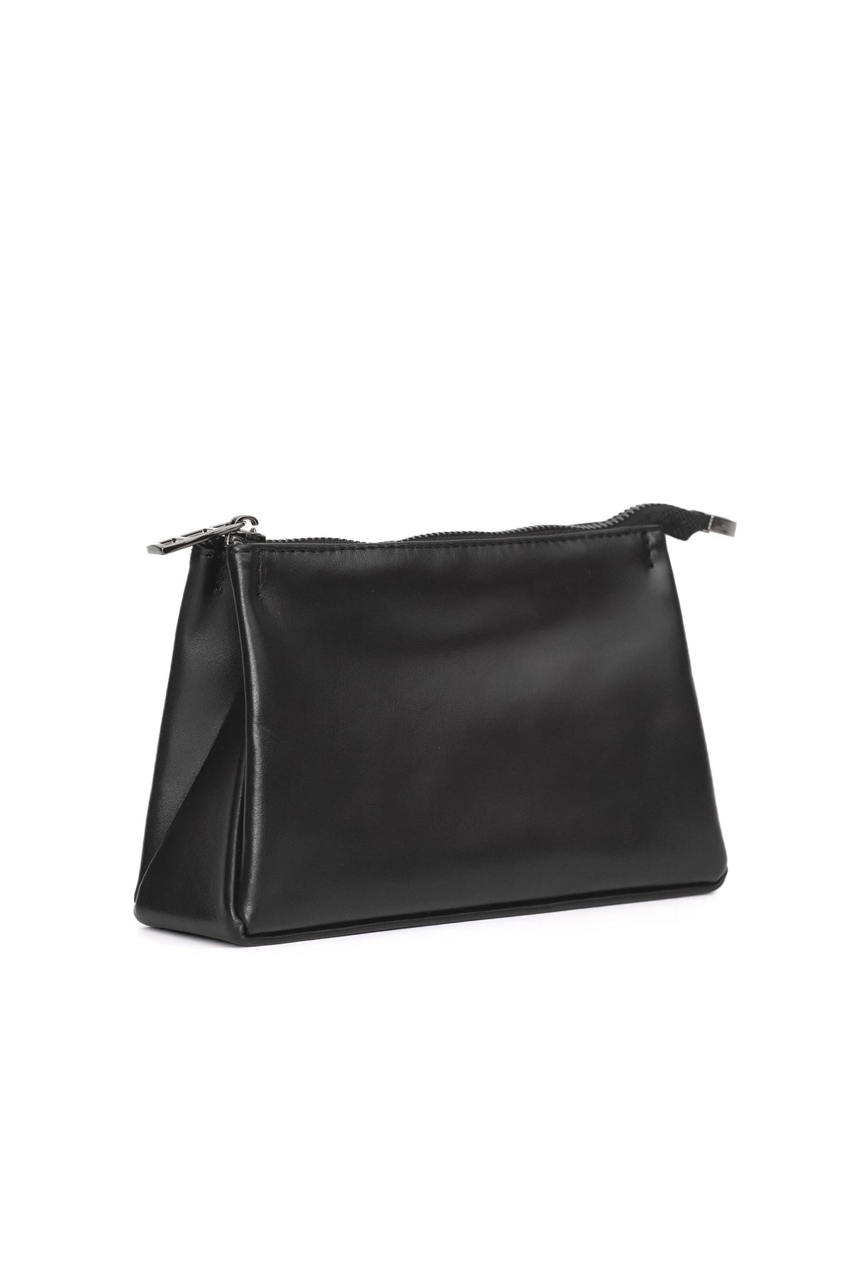 Black Smooth Leather Toiletry Bag - Classic Rectangular Travel Pouch