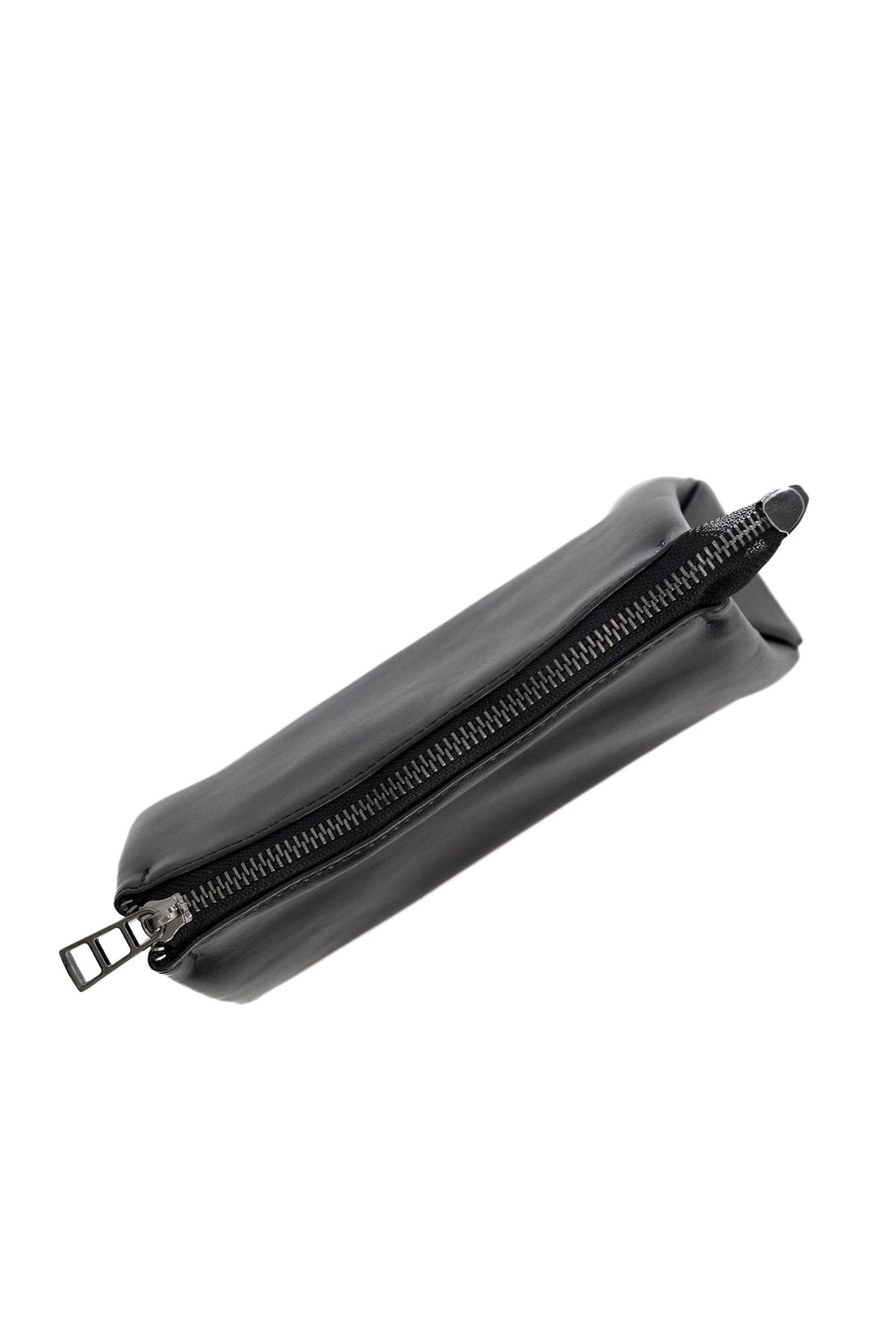 Black Smooth Leather Toiletry Bag - Classic Rectangular Travel Pouch