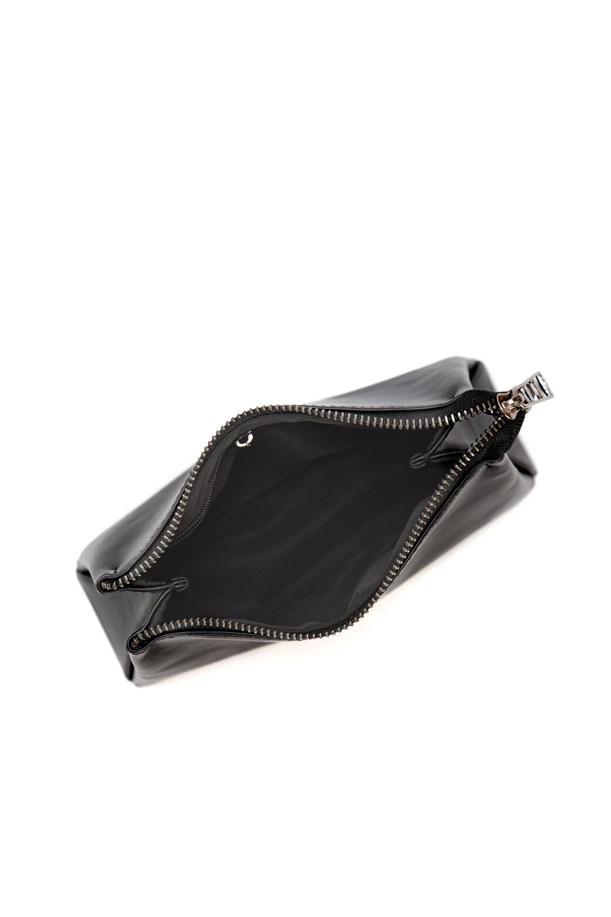 Black Smooth Leather Toiletry Bag - Classic Rectangular Travel Pouch