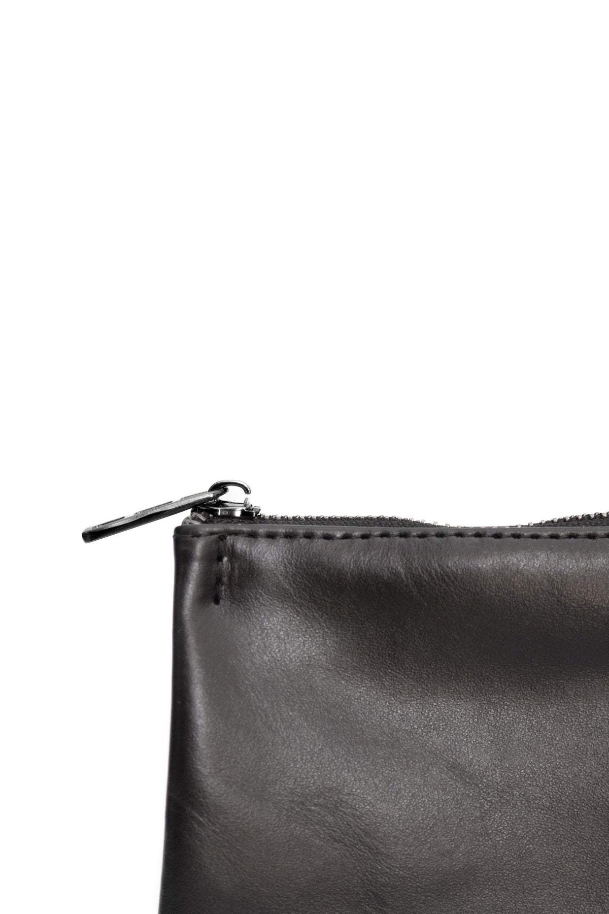 Black Smooth Leather Toiletry Bag - Classic Rectangular Travel Pouch