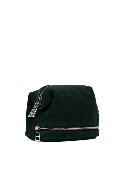 Midnight Green Suede Dopp Kit - Italian Suede Travel Toiletry Bag