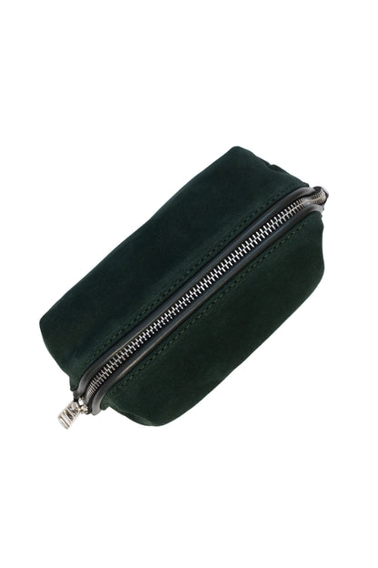 Midnight Green Suede Dopp Kit - Italian Suede Travel Toiletry Bag