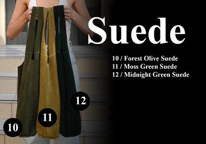 Large Suede Hobo Bag - Slouchy Shoulder Tote in Midnight Green