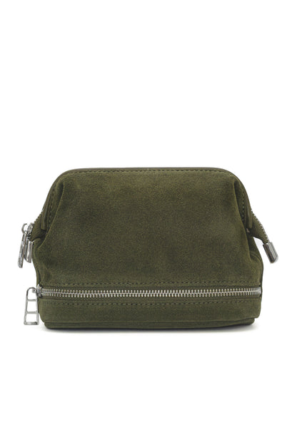 Forest Green Suede Dopp Kit - Italian Suede Toiletry Bag