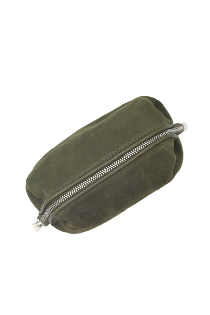 Forest Green Suede Dopp Kit - Italian Suede Toiletry Bag