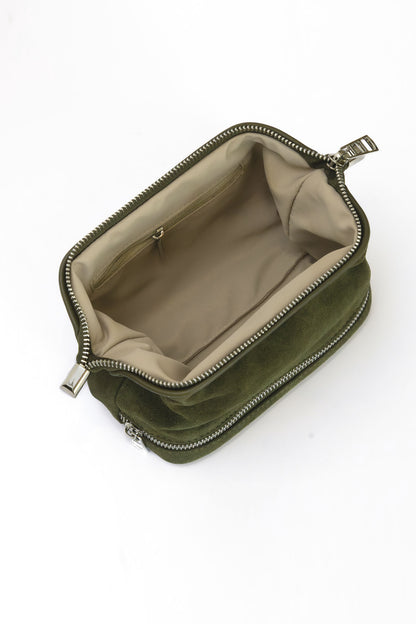 Forest Green Suede Dopp Kit - Italian Suede Toiletry Bag