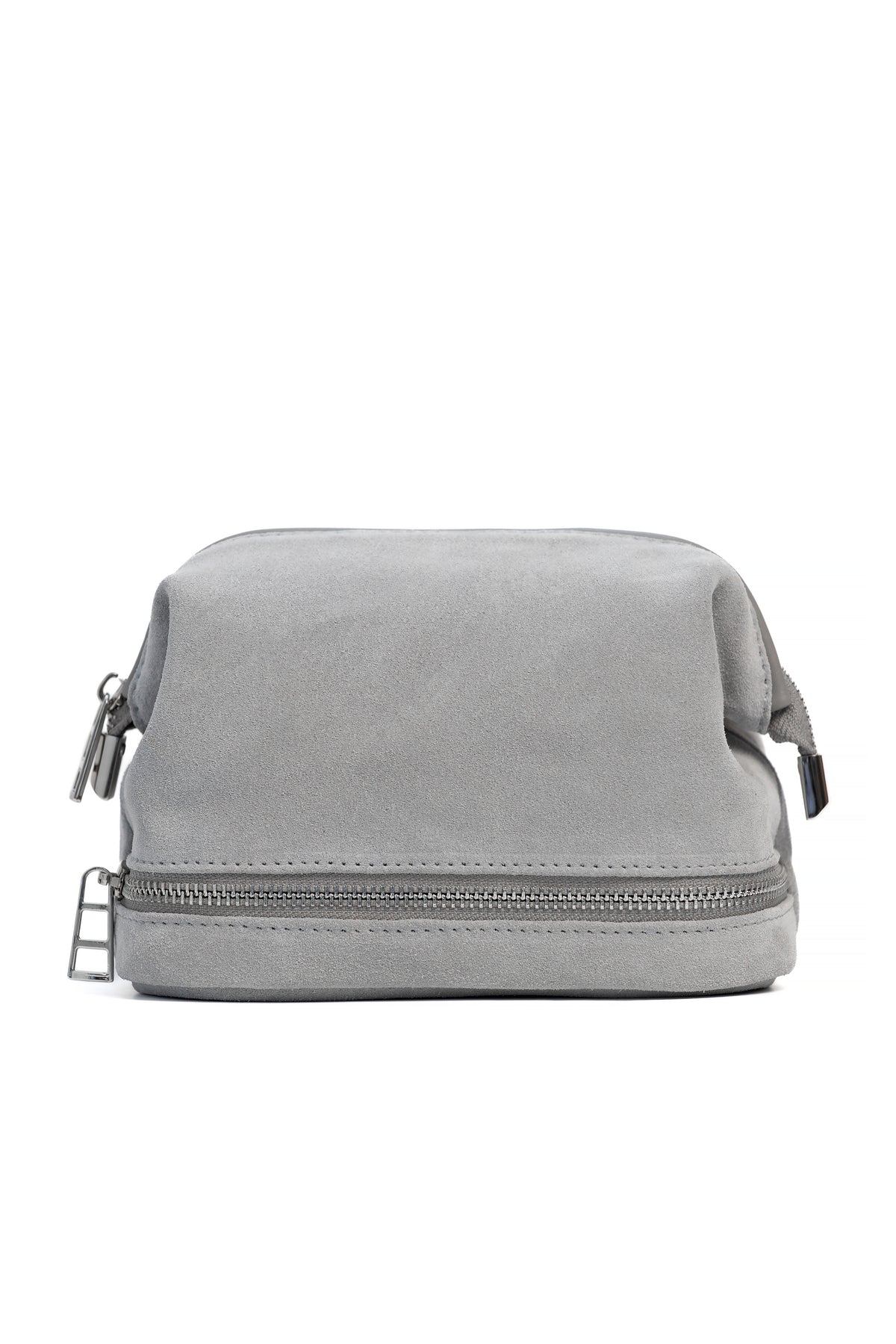Slate Gray Suede Dopp Kit - Italian Suede Travel Toiletry Bag