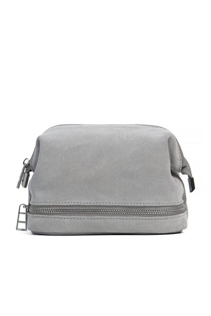 Slate Gray Suede Dopp Kit - Italian Suede Travel Toiletry Bag