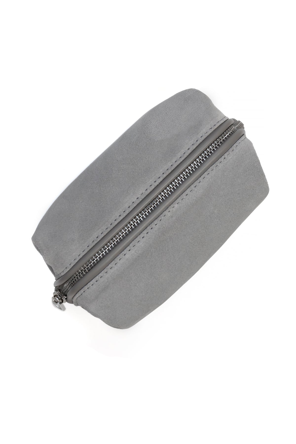 Slate Gray Suede Dopp Kit - Italian Suede Travel Toiletry Bag