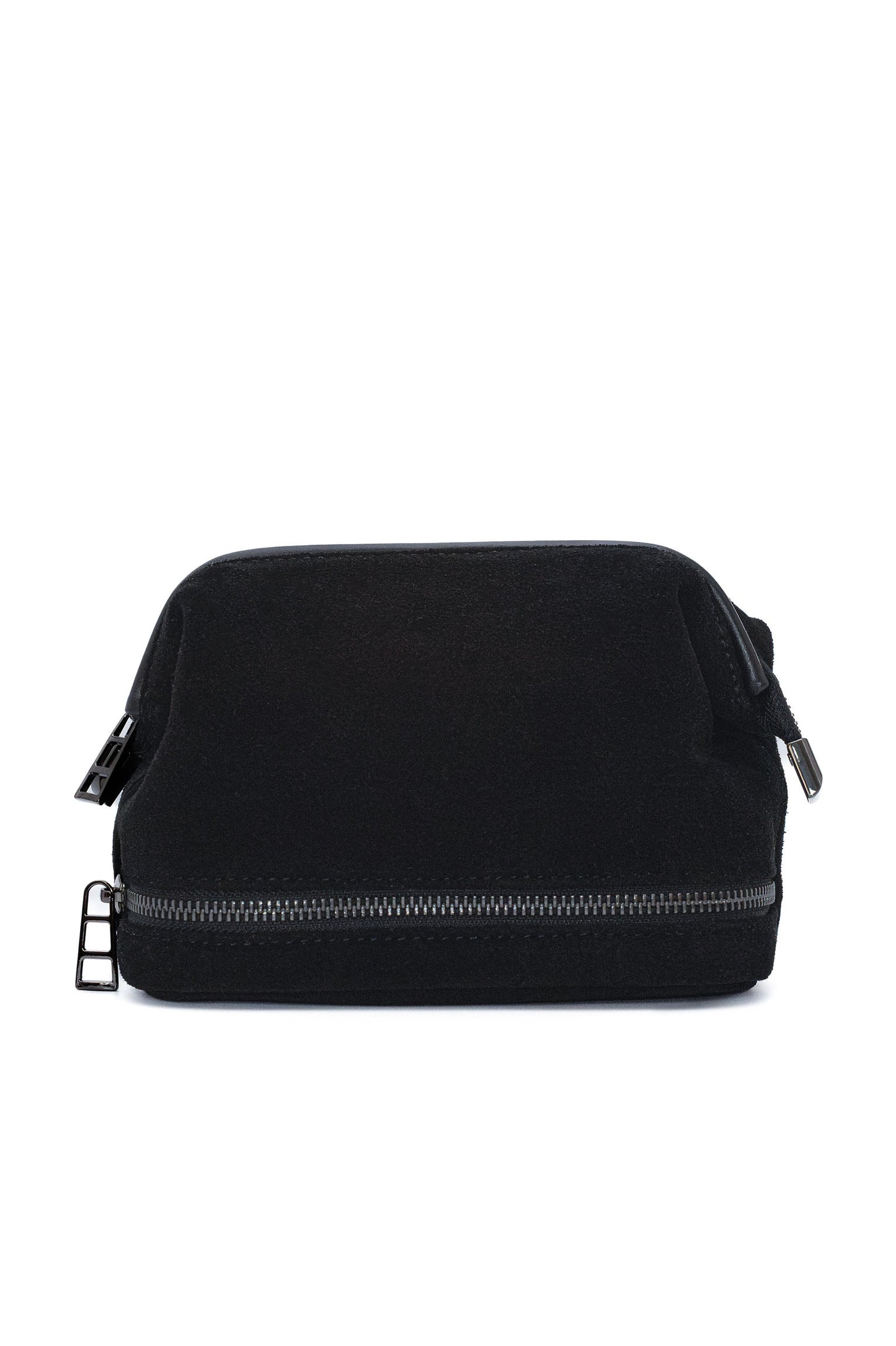 Black Suede Dopp Kit - Italian Suede Travel Toiletry Bag