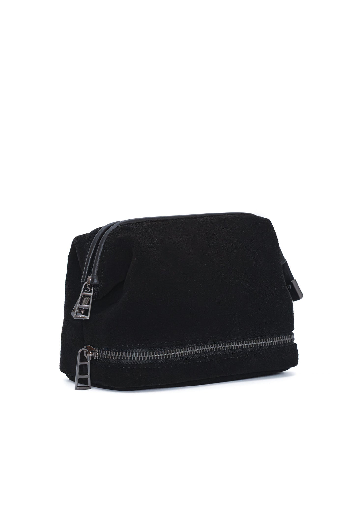 Black Suede Dopp Kit - Italian Suede Travel Toiletry Bag
