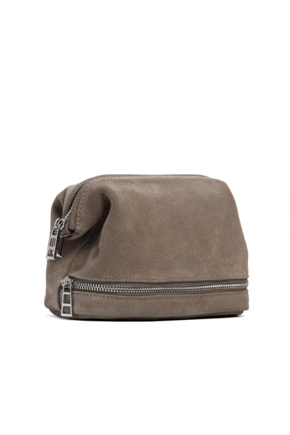 Mushroom Suede Dopp Kit - Italian Suede Travel Toiletry Bag