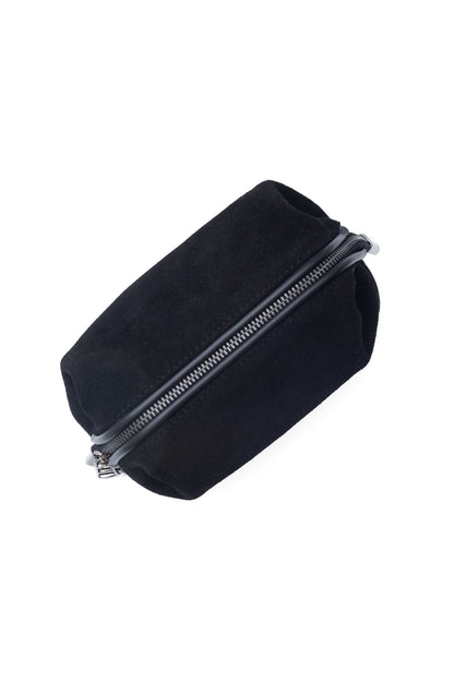 Black Suede Dopp Kit - Italian Suede Travel Toiletry Bag