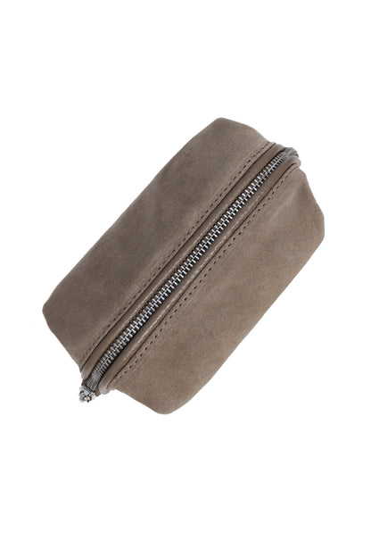 Mushroom Suede Dopp Kit - Italian Suede Travel Toiletry Bag