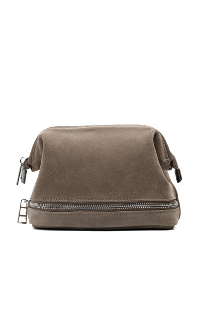 Mushroom Suede Dopp Kit - Italian Suede Travel Toiletry Bag