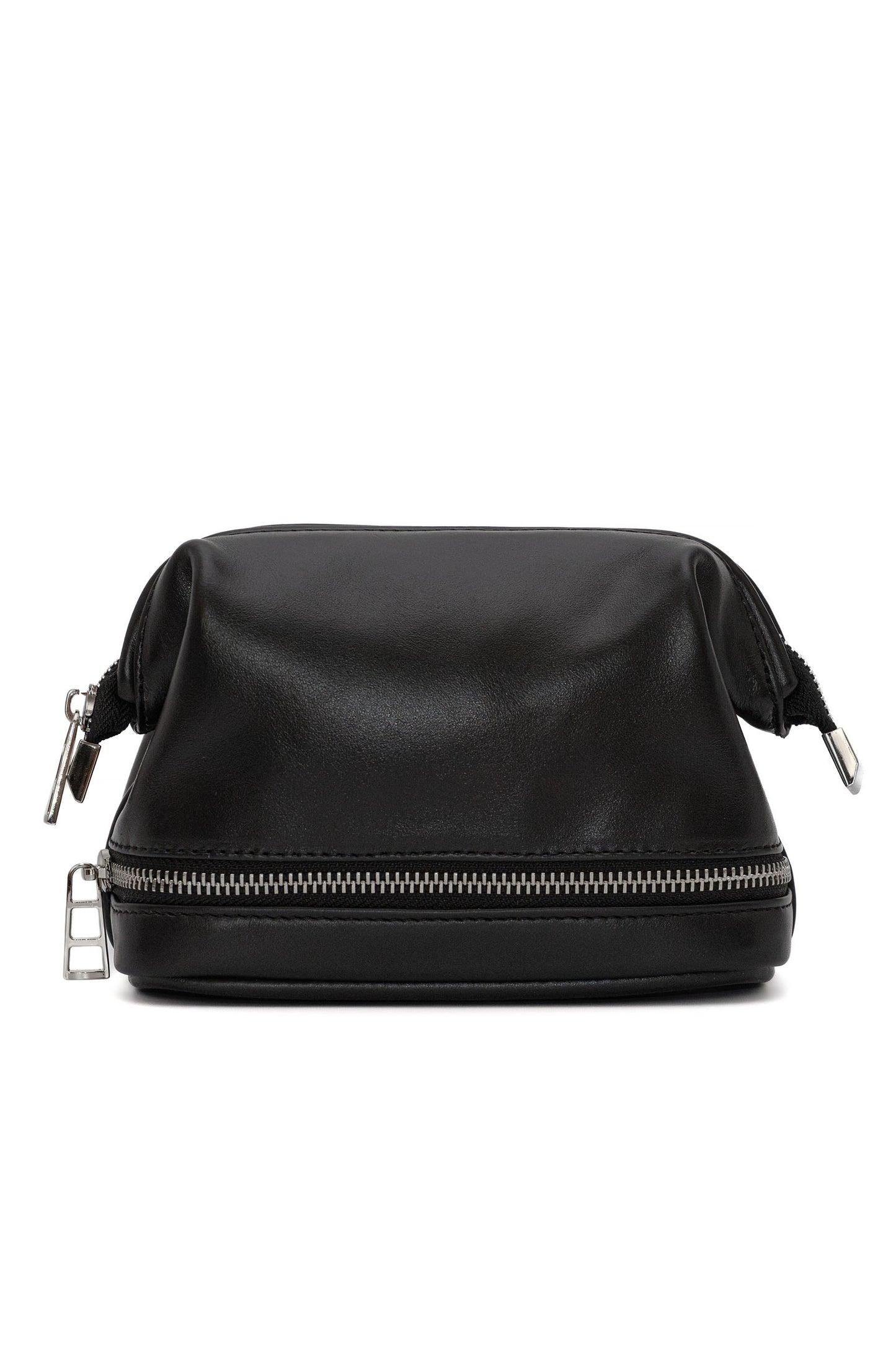 Black Smooth Leather Dopp Kit - Italian Leather Toiletry Bag