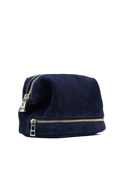 Deep Navy Suede Dopp Kit - Italian Suede Travel Toiletry Bag