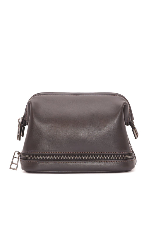 Mahogany Brown Leather Dopp Kit - Italian Leather Toiletry Bag