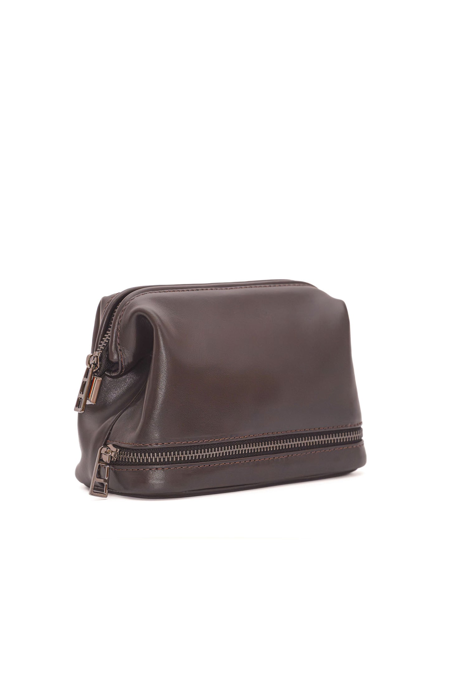 Mahogany Brown Leather Dopp Kit - Italian Leather Toiletry Bag