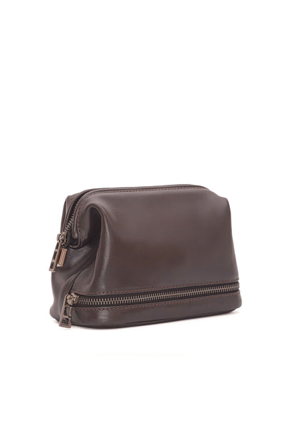Mahogany Brown Leather Dopp Kit - Italian Leather Toiletry Bag