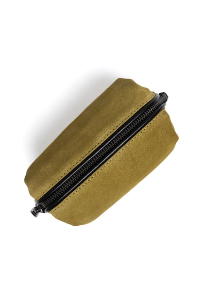 Moss Green Suede Dopp Kit - Italian Suede Travel Toiletry Bag