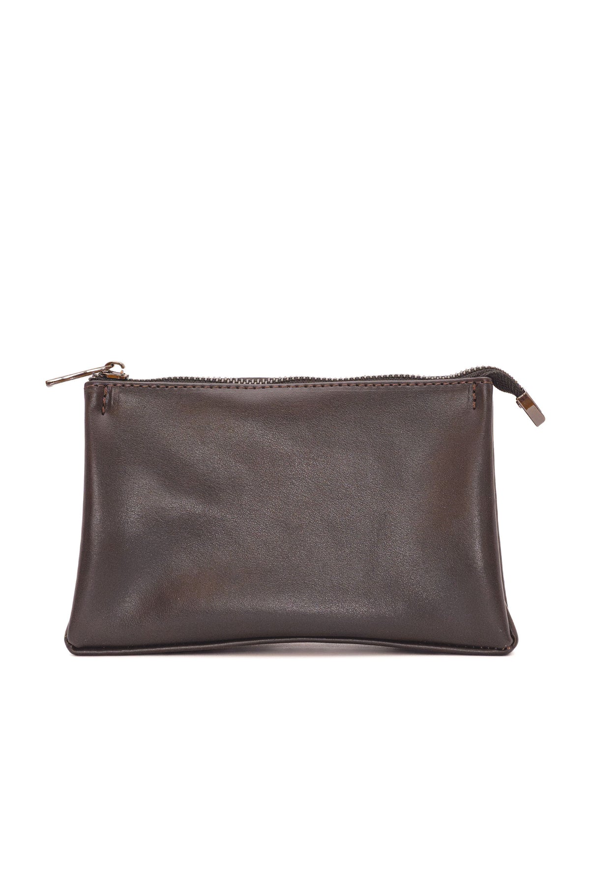 Mahogany Brown Smooth Leather Toiletry Bag - Classic Rectangular Travel Pouch