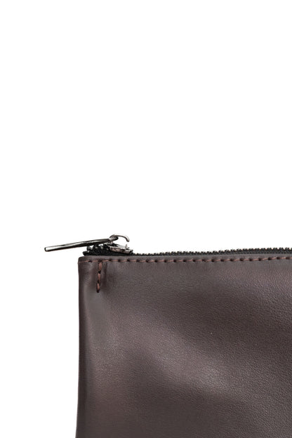 Mahogany Brown Smooth Leather Toiletry Bag - Classic Rectangular Travel Pouch