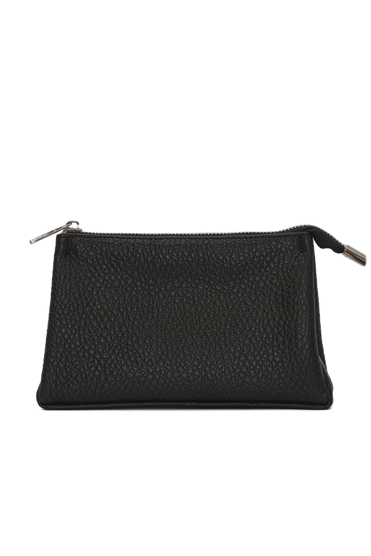 Black Pebbled Leather Toiletry Bag - Classic Rectangular Travel Pouch