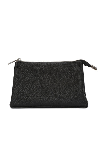 Black Pebbled Leather Toiletry Bag - Classic Rectangular Travel Pouch