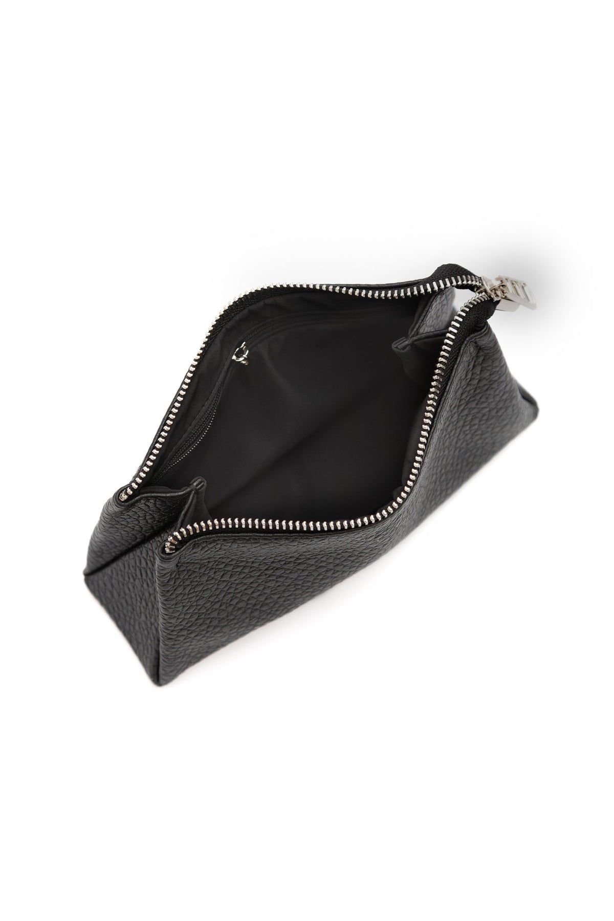 Black Pebbled Leather Toiletry Bag - Classic Rectangular Travel Pouch