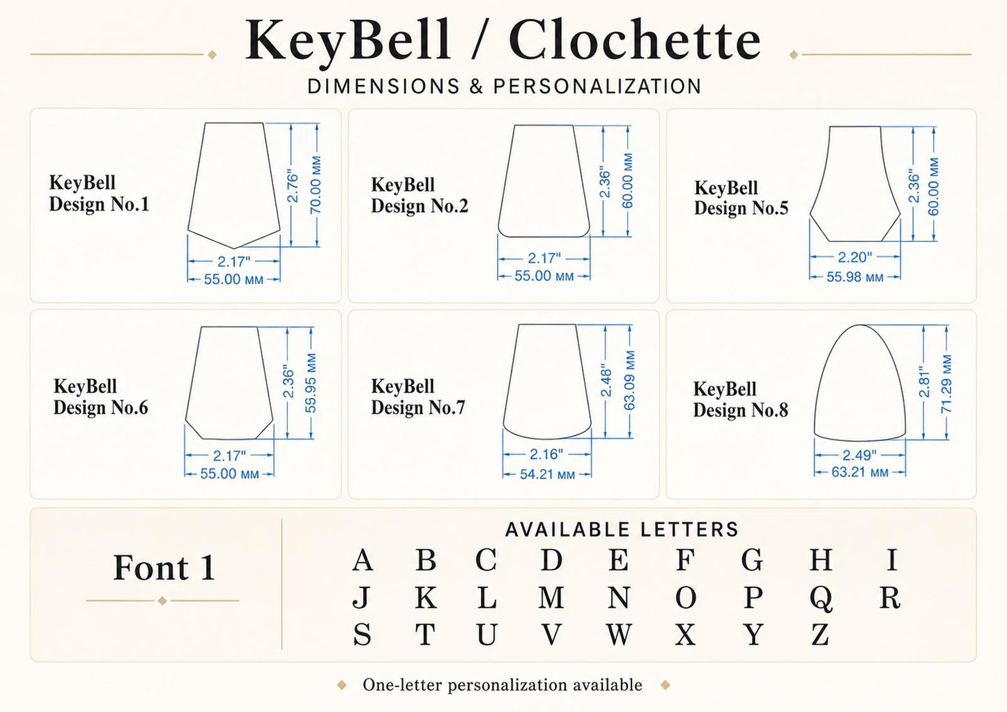 Smooth Leather Initial Bag Charm - Black Clochette Design No.06