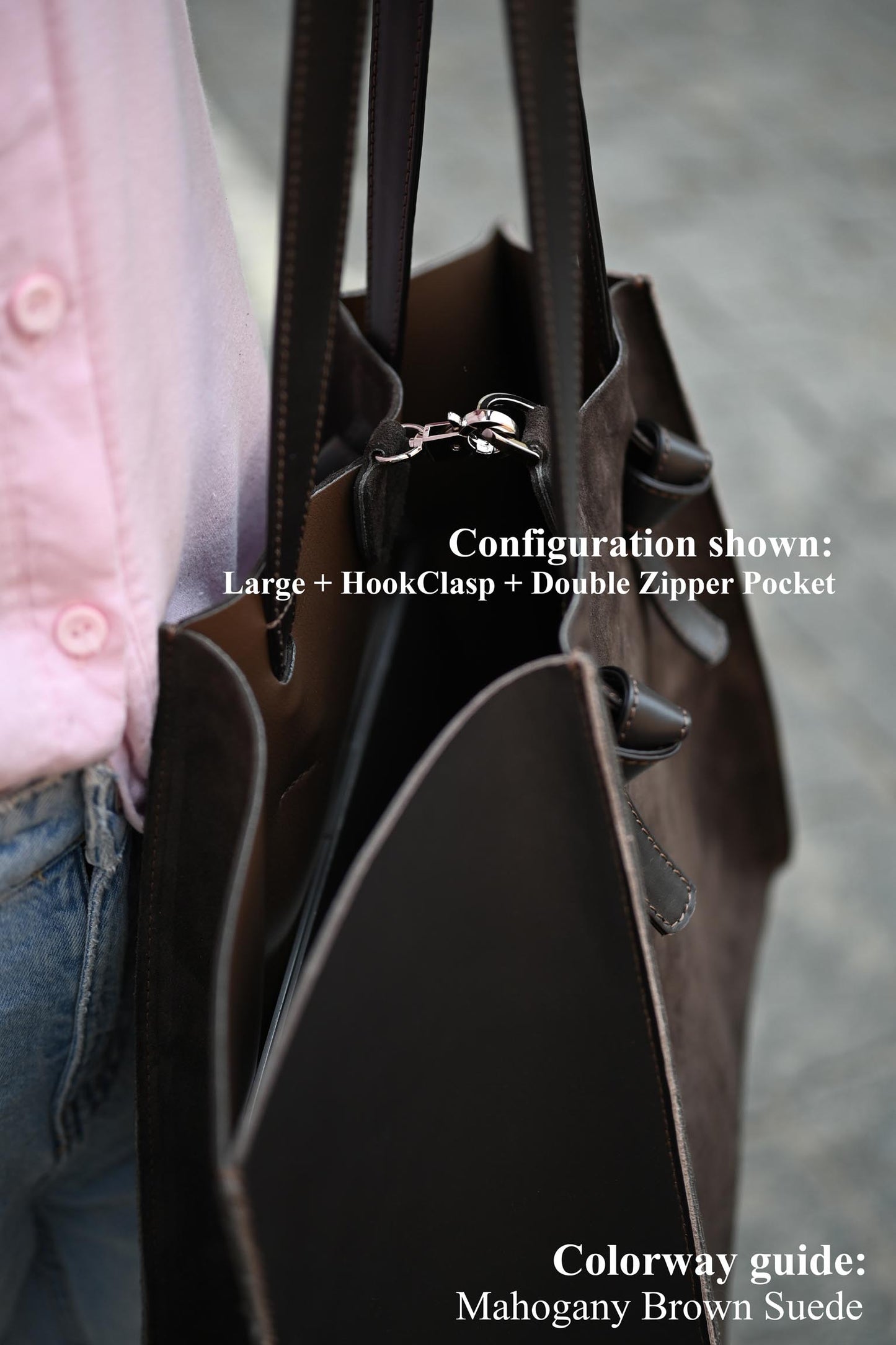 Mahogany Brown Suede Large Tote Bag