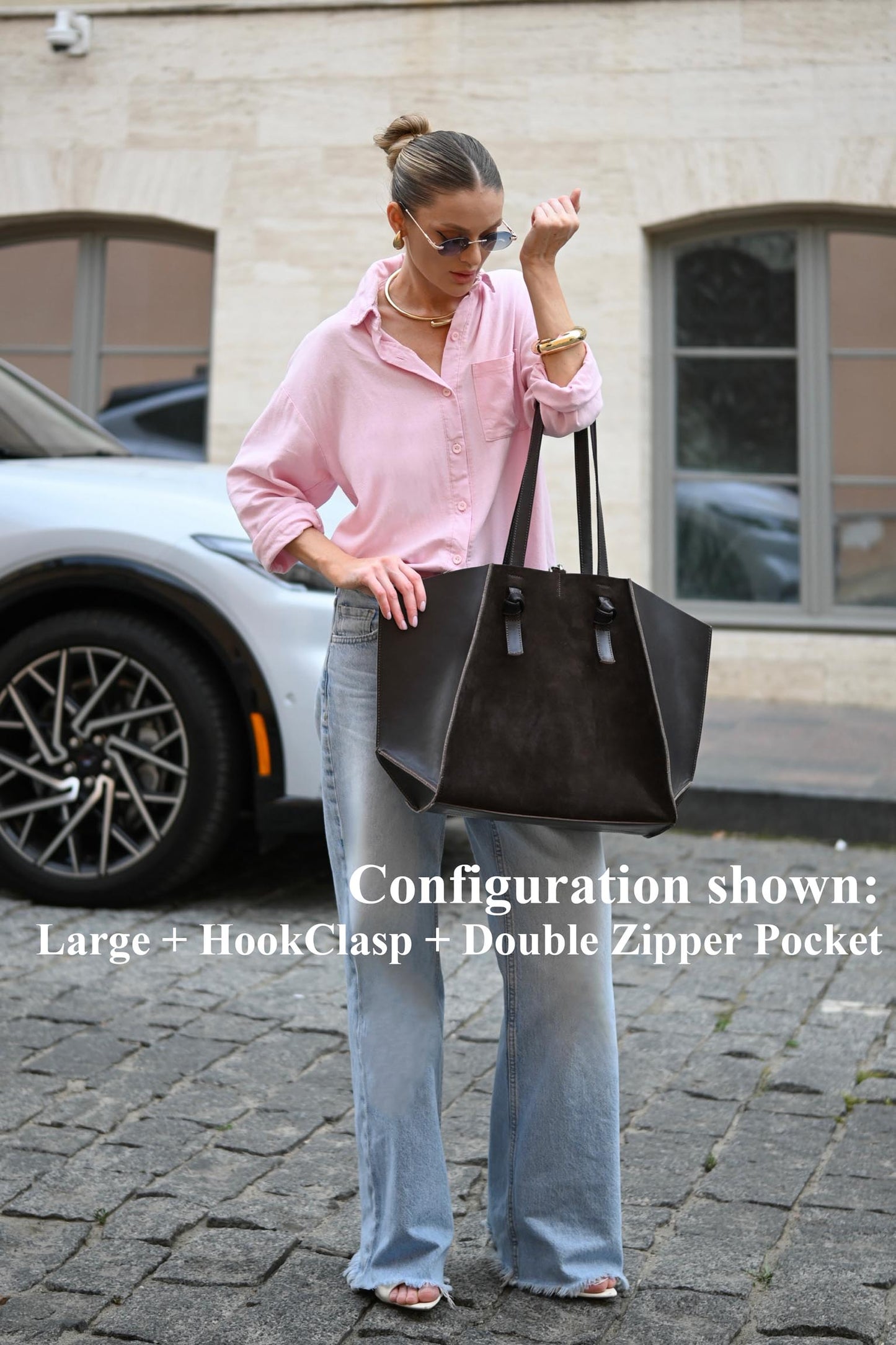 Mahogany Brown Suede Large Tote Bag