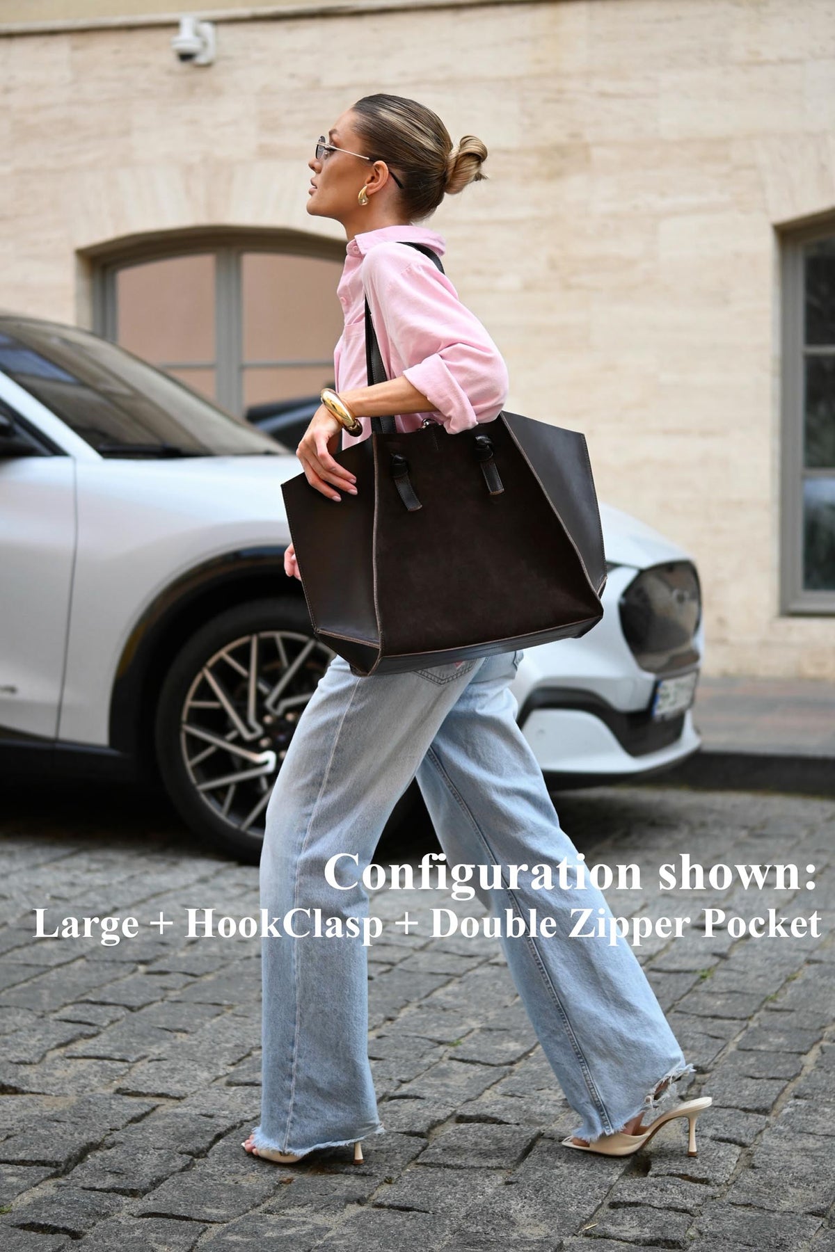 Mahogany Brown Suede Large Tote Bag