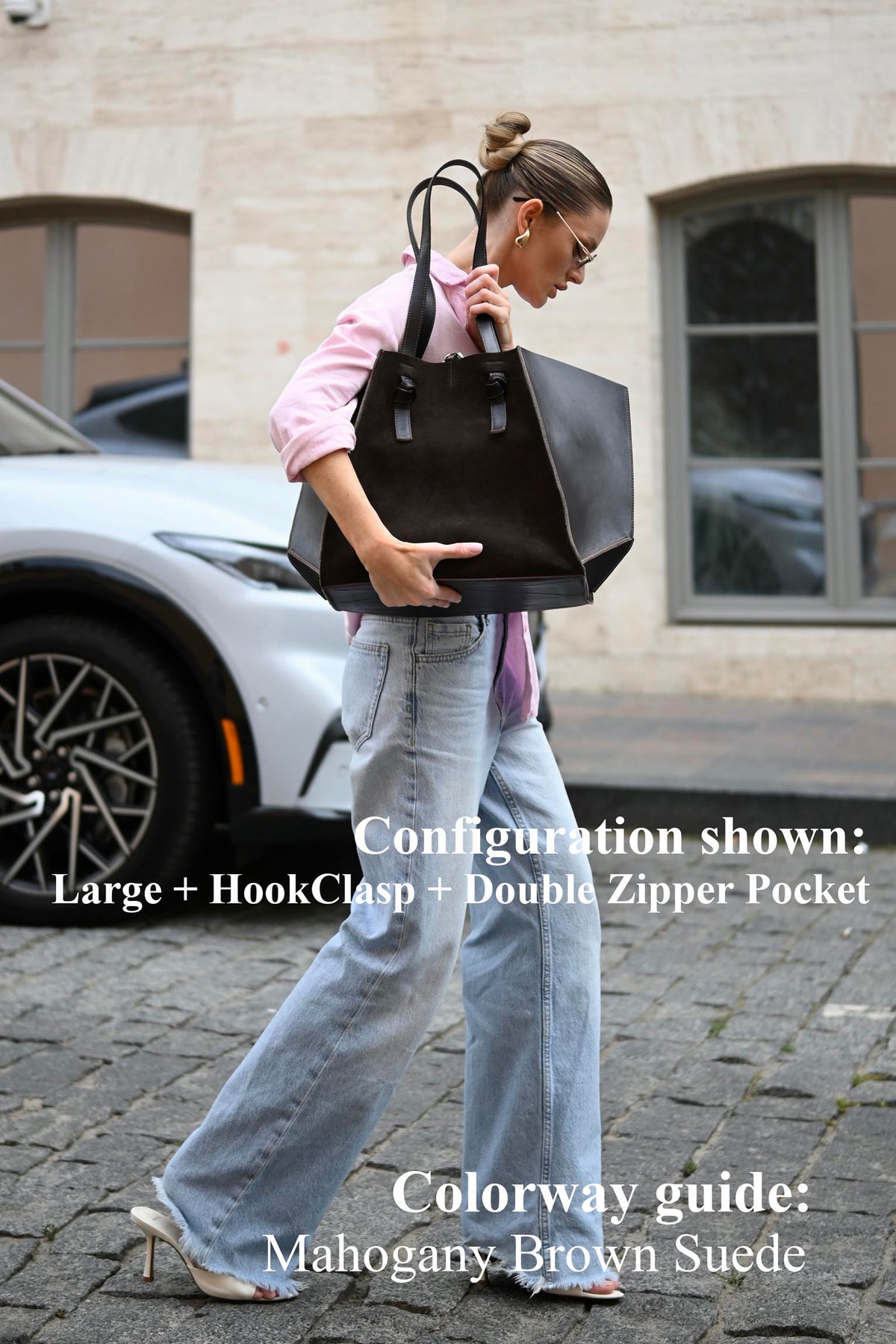 Mahogany Brown Suede Large Tote Bag