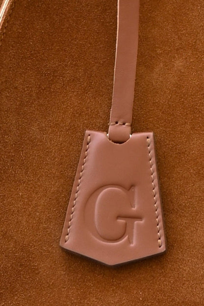 Smooth Leather Initial Bag Charm - Warm Tan Clochette Design No.01