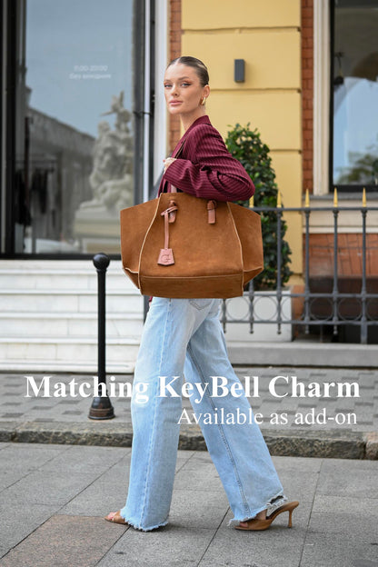 Warm Tan Suede Large Tote Bag