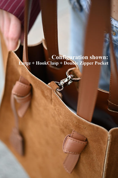 Warm Tan Suede Large Tote Bag