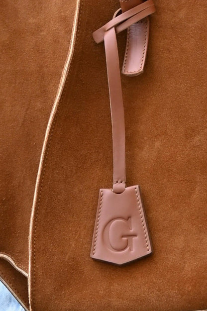 Smooth Leather Initial Bag Charm - Warm Tan Clochette Design No.01