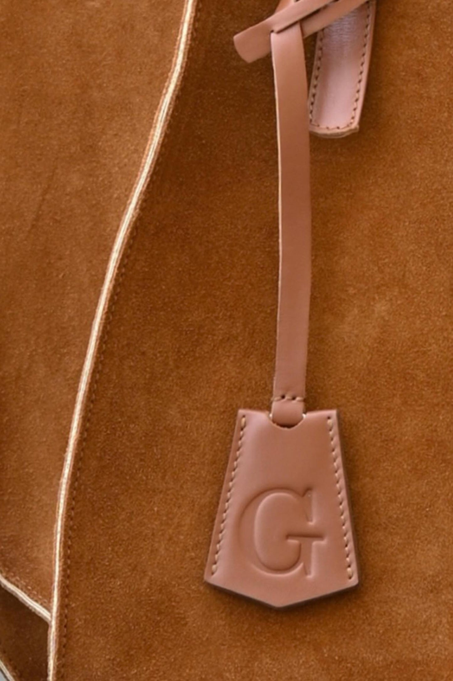 Smooth Leather Initial Bag Charm - Warm Tan Clochette Design No.01