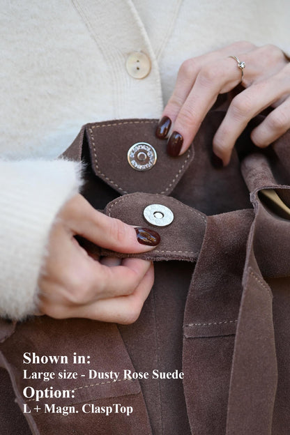 Large Suede Hobo Bag - Slouchy Shoulder Tote in Dusty Rose