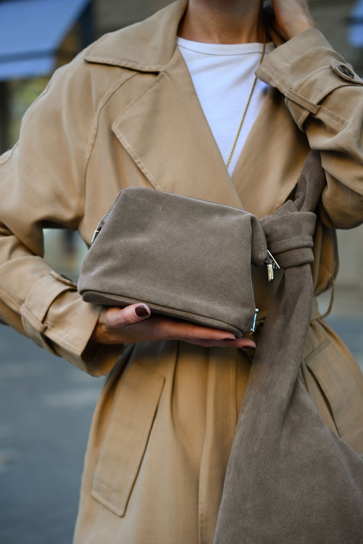 Mushroom Suede Dopp Kit - Italian Suede Travel Toiletry Bag