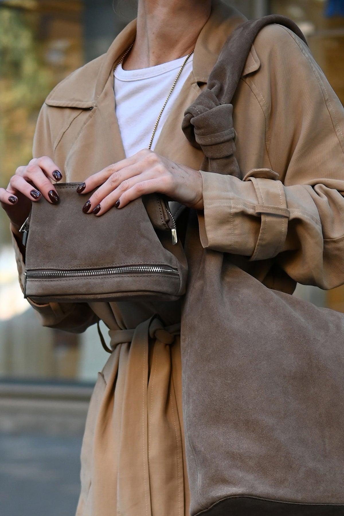 Mushroom Suede Dopp Kit - Italian Suede Travel Toiletry Bag
