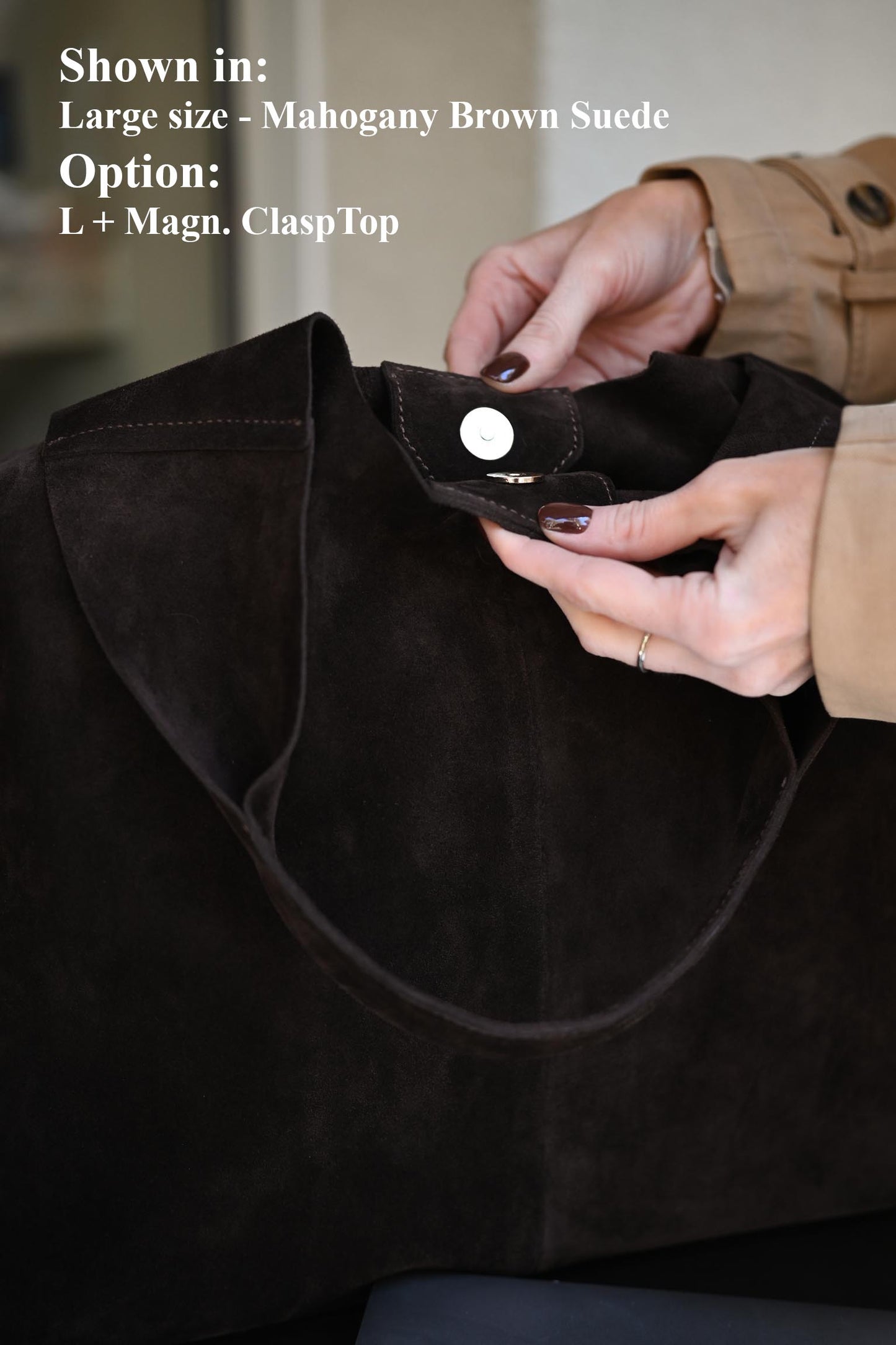 Large Suede Hobo Bag - Slouchy Shoulder Tote in Mahogany