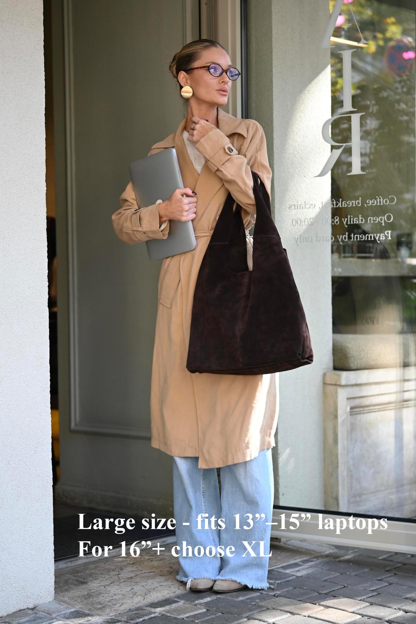 Large Suede Hobo Bag - Slouchy Shoulder Tote in Mahogany