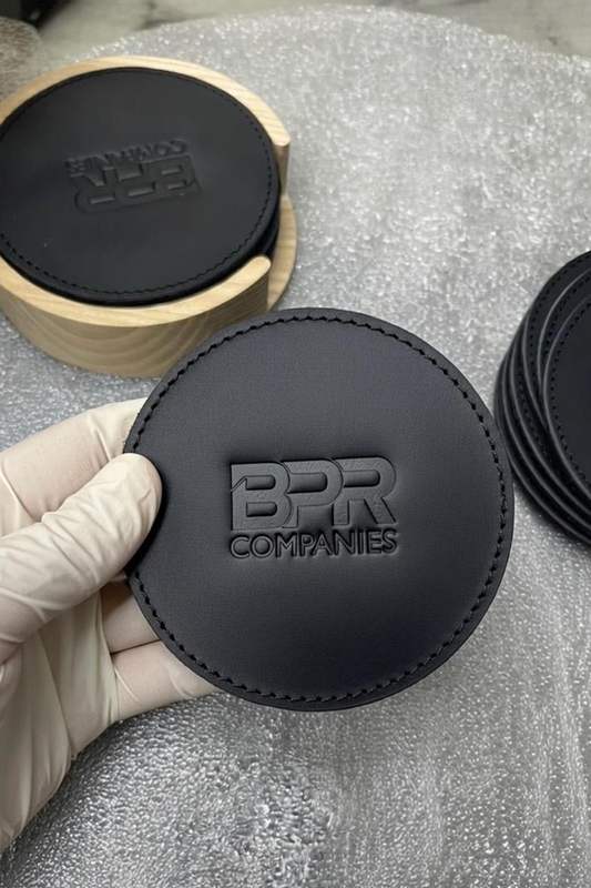 Custom Logo Leather Coasters for Business and Corporate Gifts